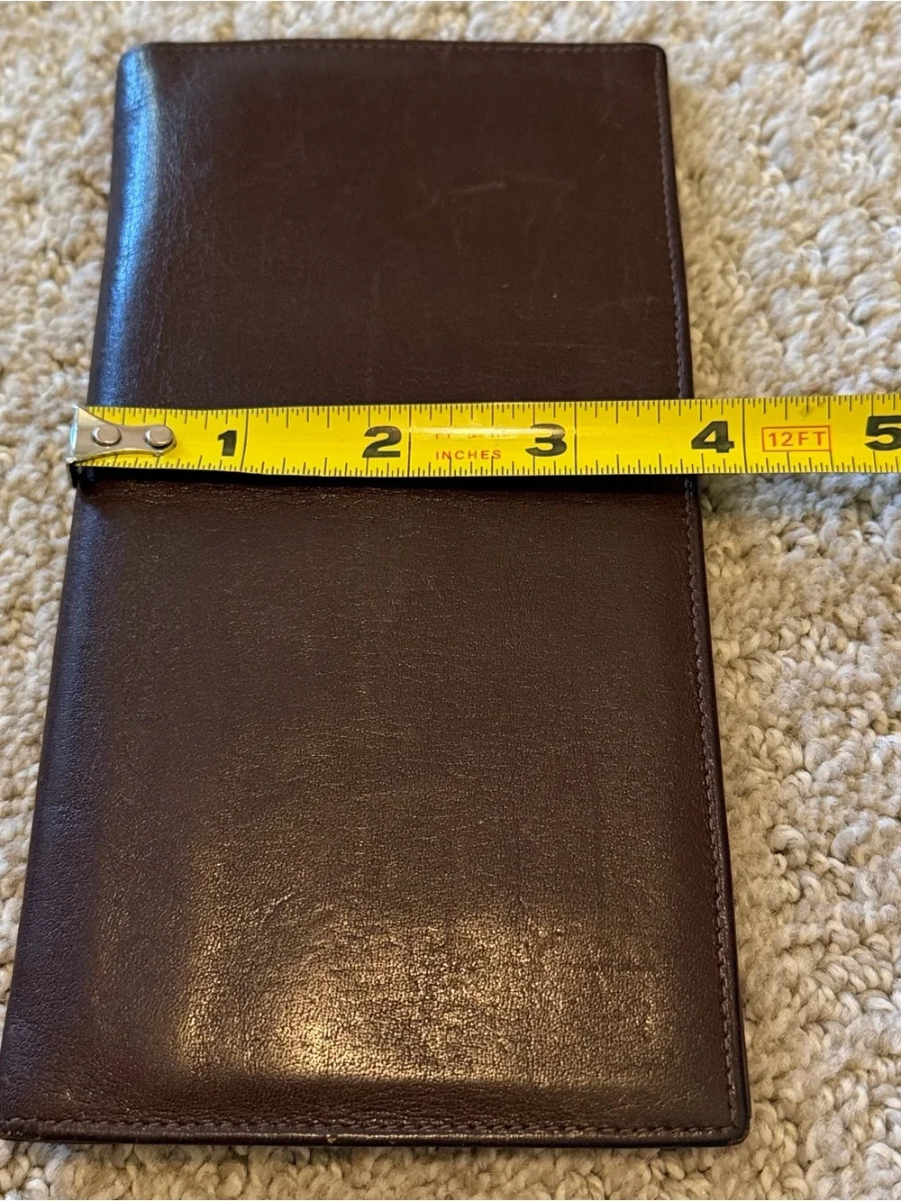 Bosca Leather Wallet Checkbook Cover Bifold Men's Brown Full Grain Hide Vintage